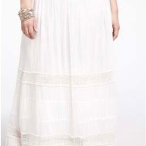PEASANT SKIRT, LIGHT & AIRY, WINTER WHITE, SIZE 4X, CROCHET LACE DETAILS, LONG